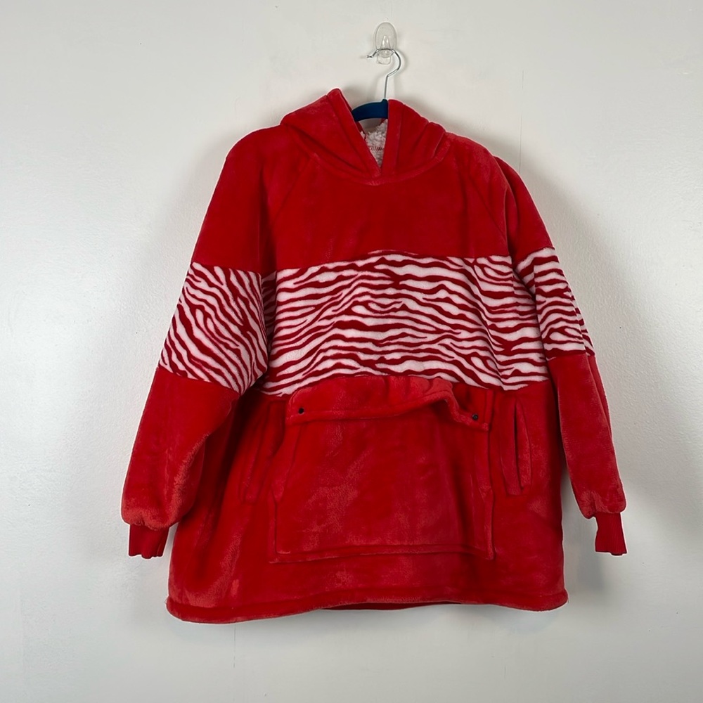 Wearable Blanket Oversized Hoodie Kangaroo Pocket Youth Pullover Sherpa Lining